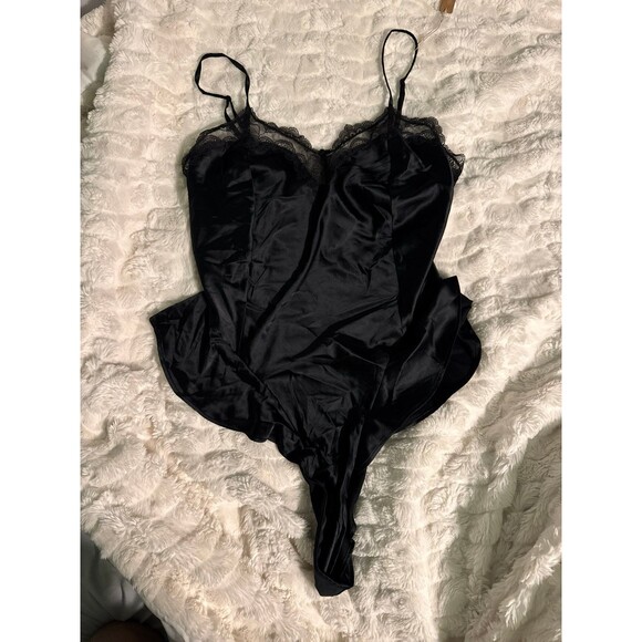 NWT Skims stretch satin lace teddy onyx - Picture 1 of 8